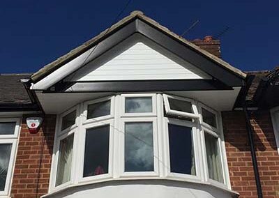 New PVC fascia, soffits and neat gutter line in Dublin by Affordable Roofers.
